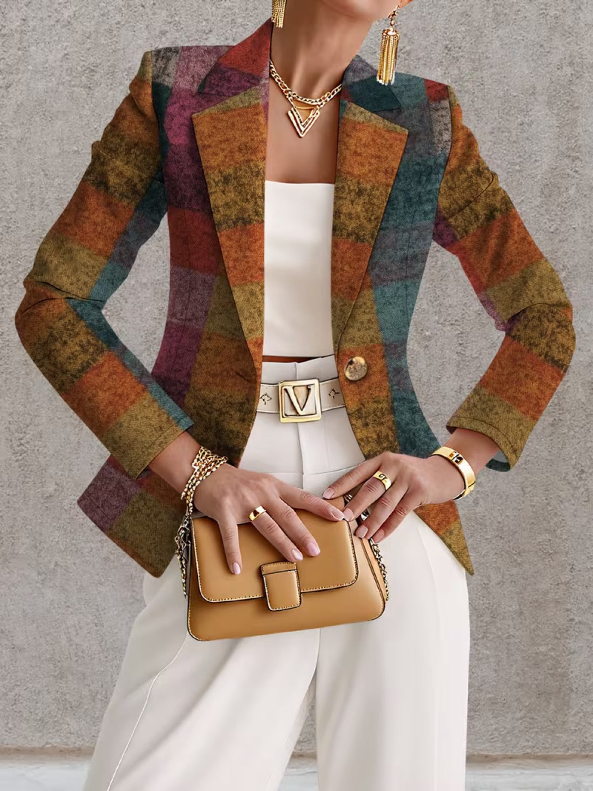 ELIZA & MAREN | AUTUMN PLAID BLAZER FOR WOMEN