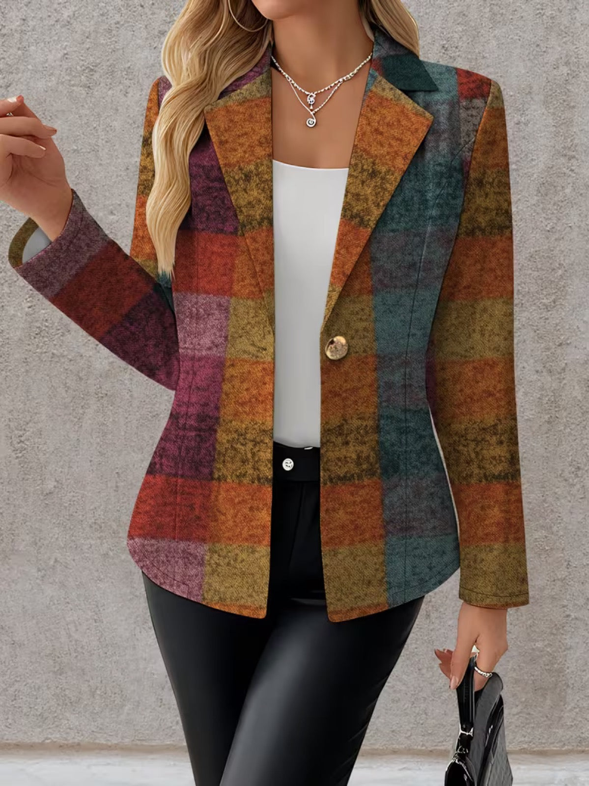 ELIZA & MAREN | AUTUMN PLAID BLAZER FOR WOMEN