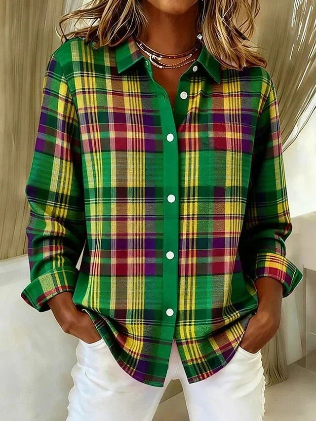 ELIZA & MAREN | VINTAGE PLAID BLOUSE FOR WOMEN