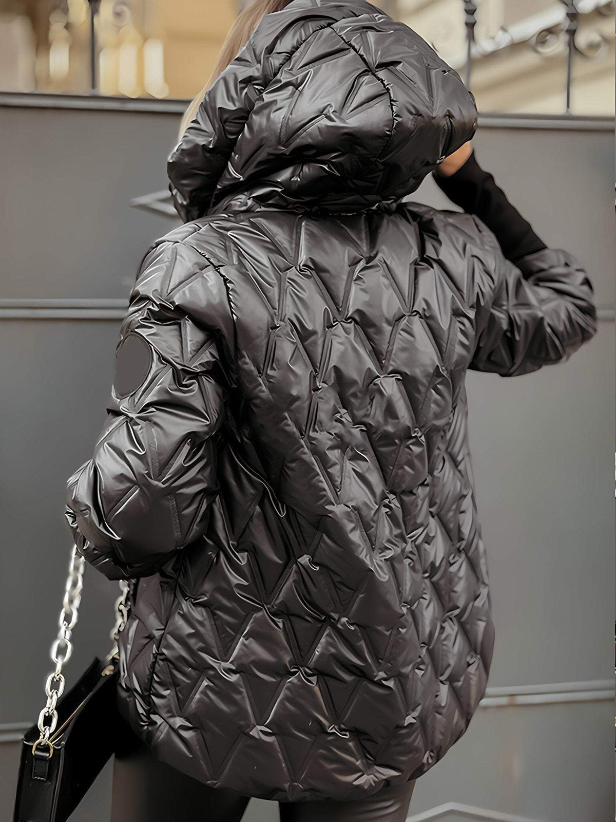 ELIZA & MAREN | DIAMOND PATCHWORK HOODED JACKET FOR WOMEN