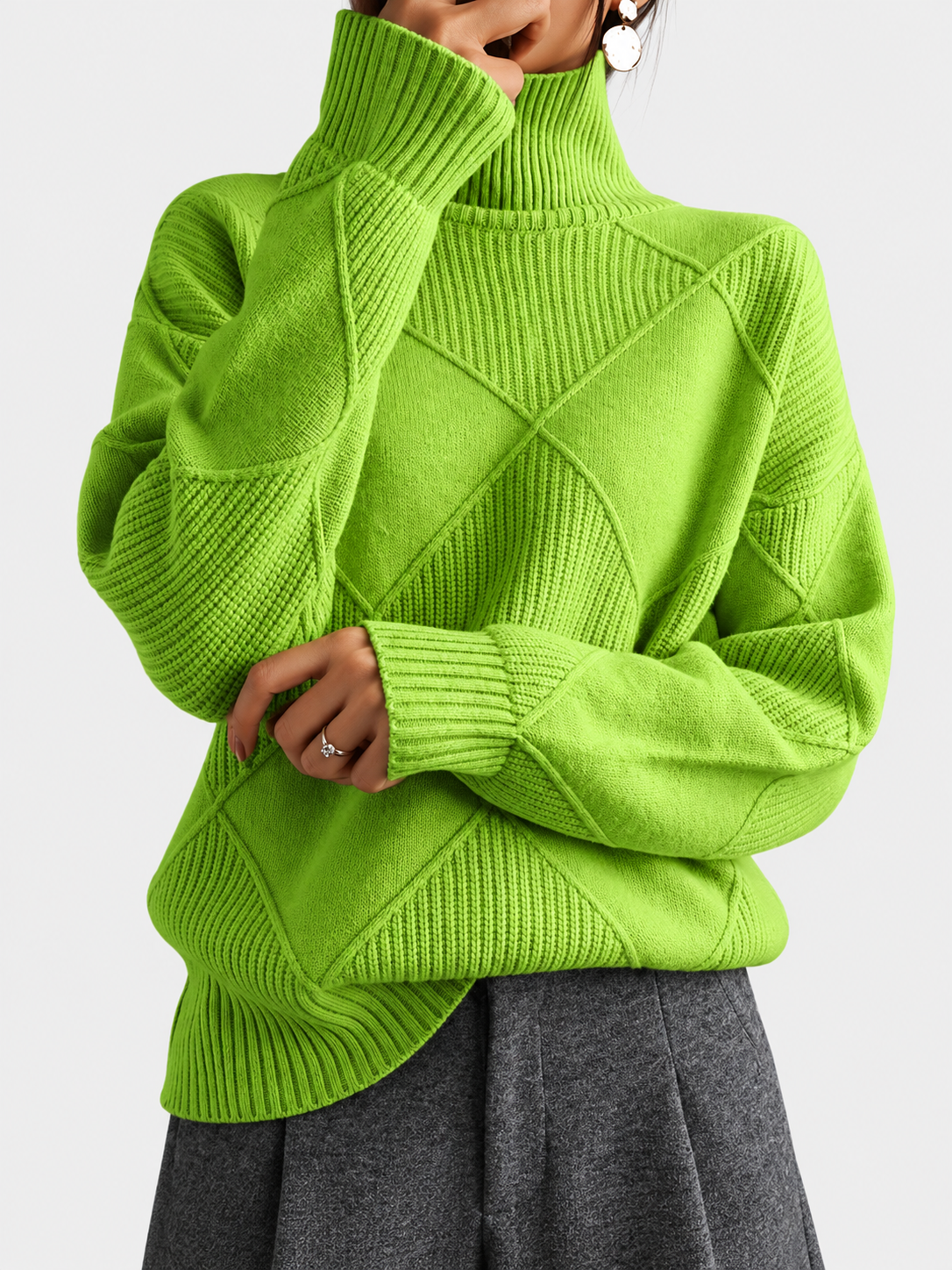 ELIZA & MAREN | TEXTURED TURTLENECK PULLOVER FOR WOMEN