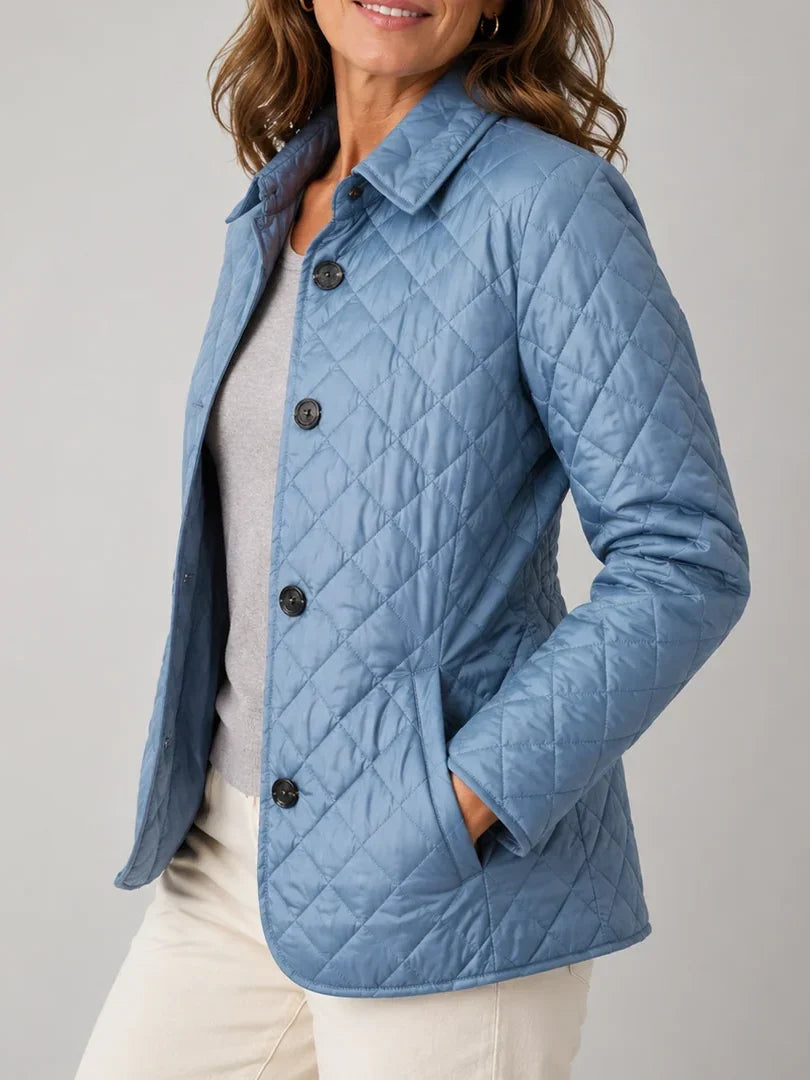 ELIZA & MAREN | BLUE DIAMOND QUILTED JACKET FOR WOMEN