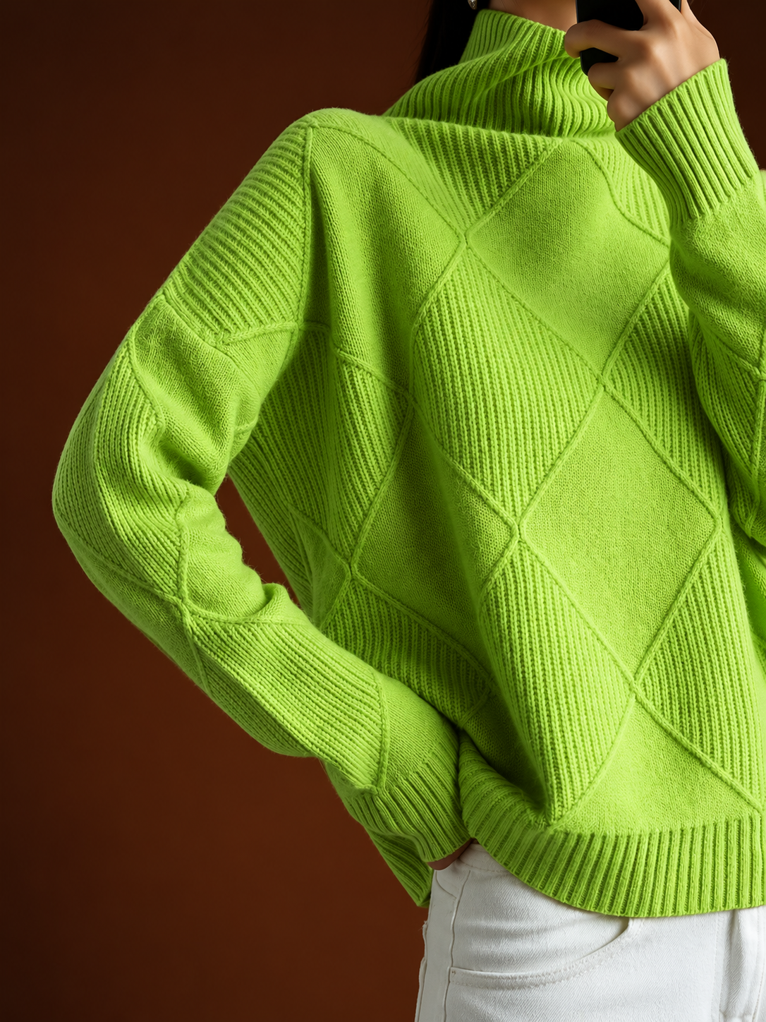ELIZA & MAREN | TEXTURED TURTLENECK PULLOVER FOR WOMEN
