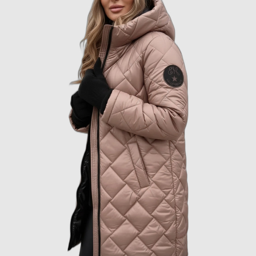 ELIZA & MAREN | DIAMOND QUILTED HOODED JACKET FOR WOMEN
