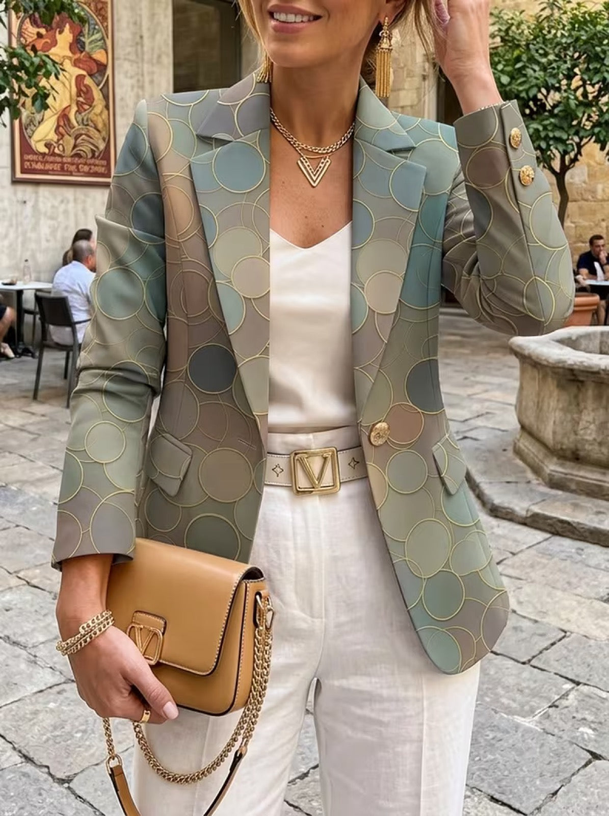 ELIZA & MAREN | POLKA DOT MOSAIC BLAZER FOR WOMEN