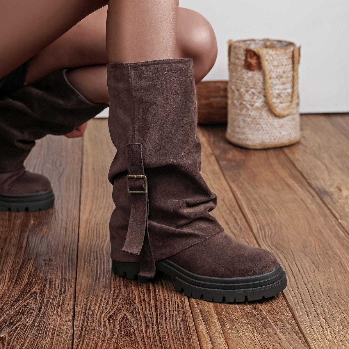 ELIZA & MAREN | STRAP MID CALF BOOTS FOR WOMEN
