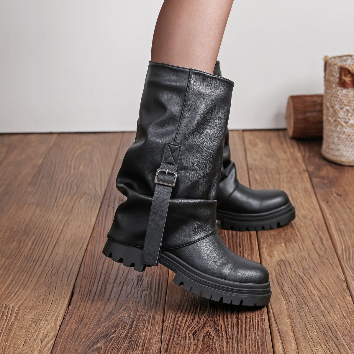 ELIZA & MAREN | STRAP MID CALF BOOTS FOR WOMEN
