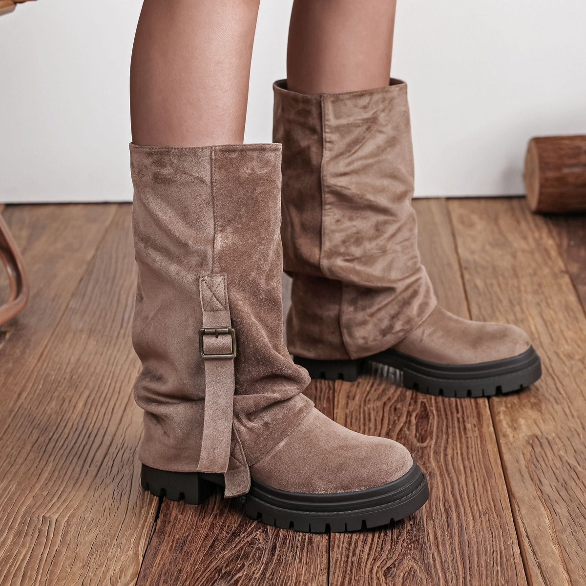 ELIZA & MAREN | STRAP MID CALF BOOTS FOR WOMEN
