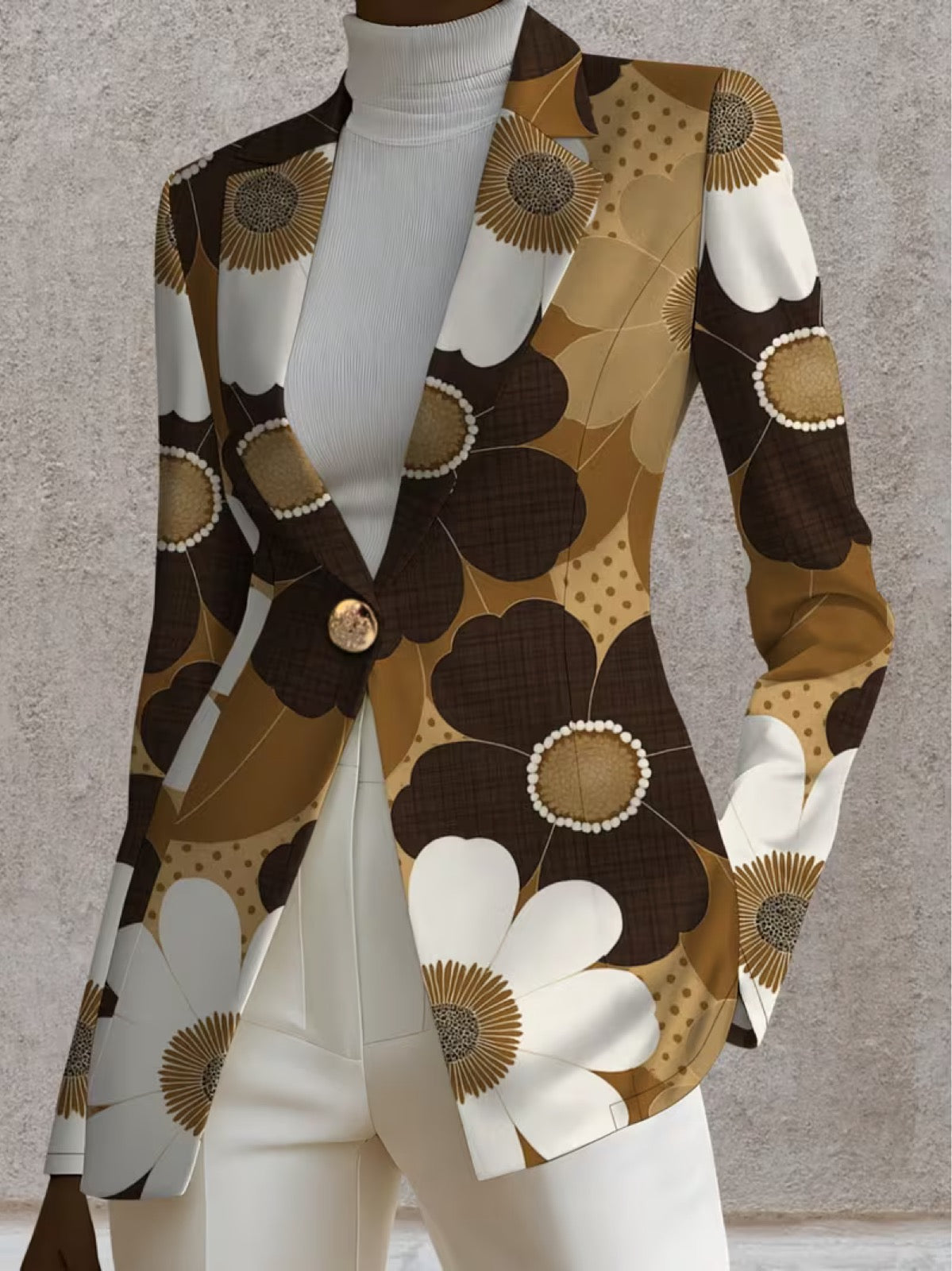 ELIZA & MAREN | RETRO DAISY PRINT BLAZER FOR WOMEN