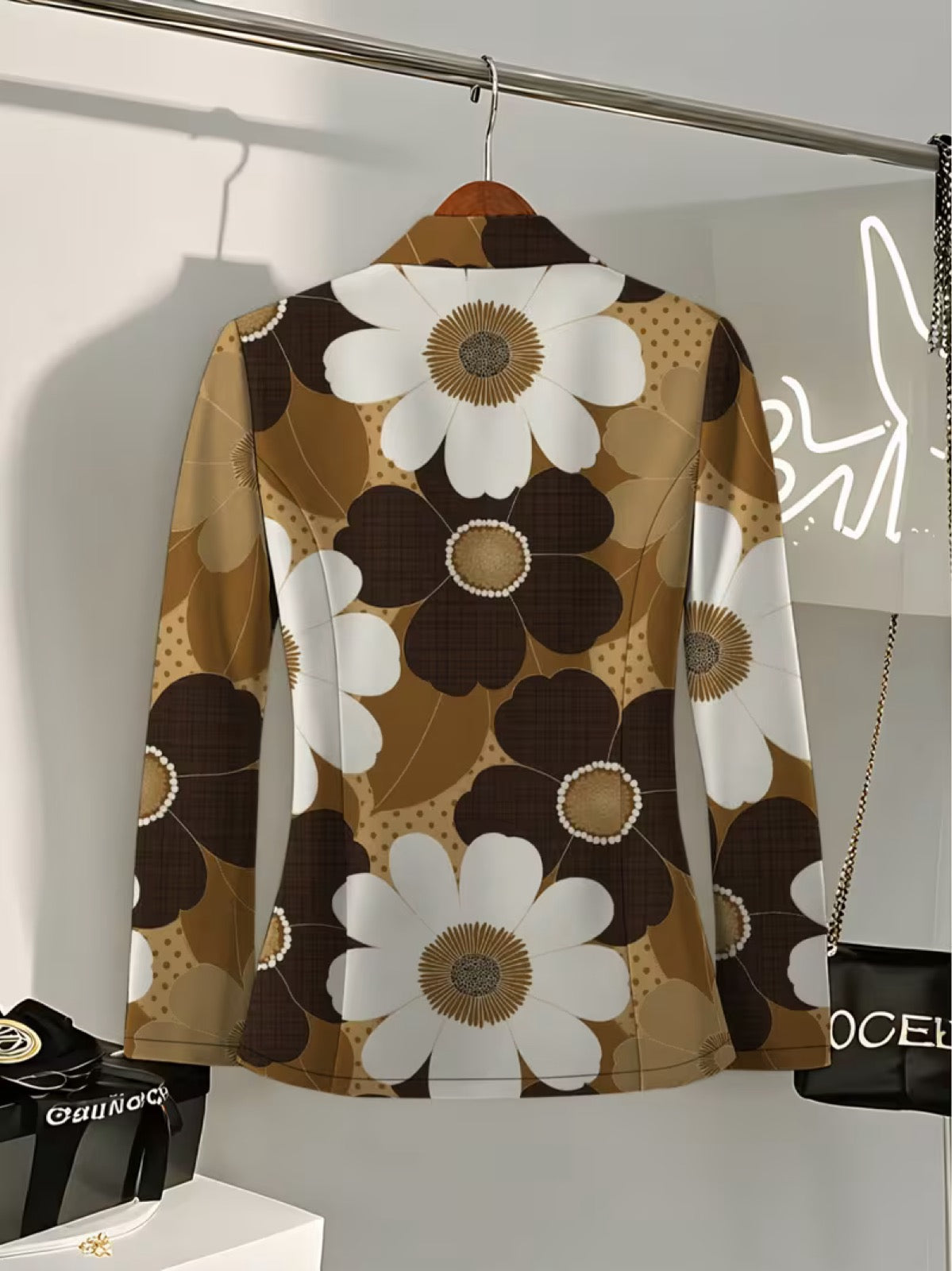 ELIZA & MAREN | RETRO DAISY PRINT BLAZER FOR WOMEN