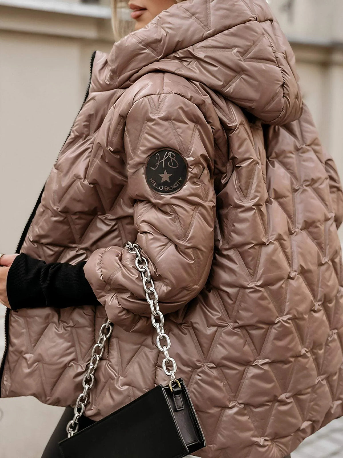 ELIZA & MAREN | DIAMOND PATCHWORK HOODED JACKET FOR WOMEN