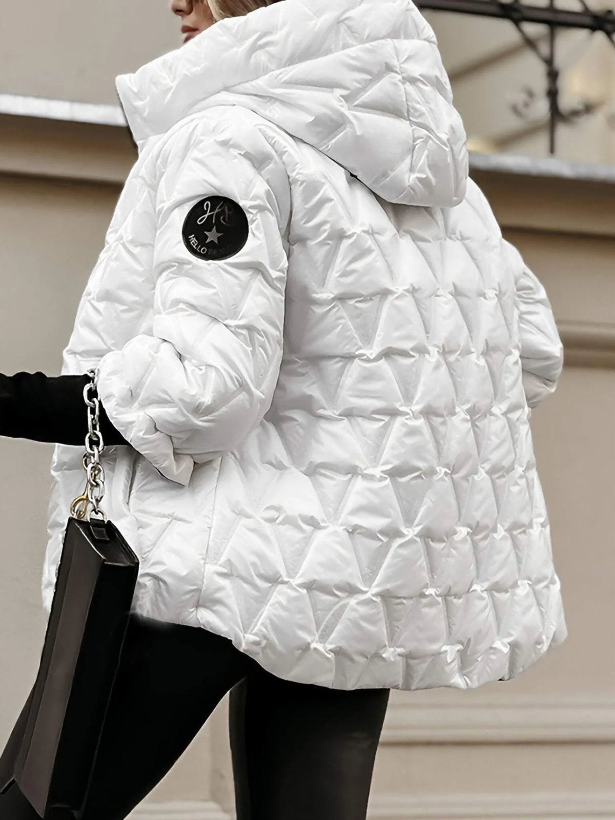 ELIZA & MAREN | DIAMOND PATCHWORK HOODED JACKET FOR WOMEN