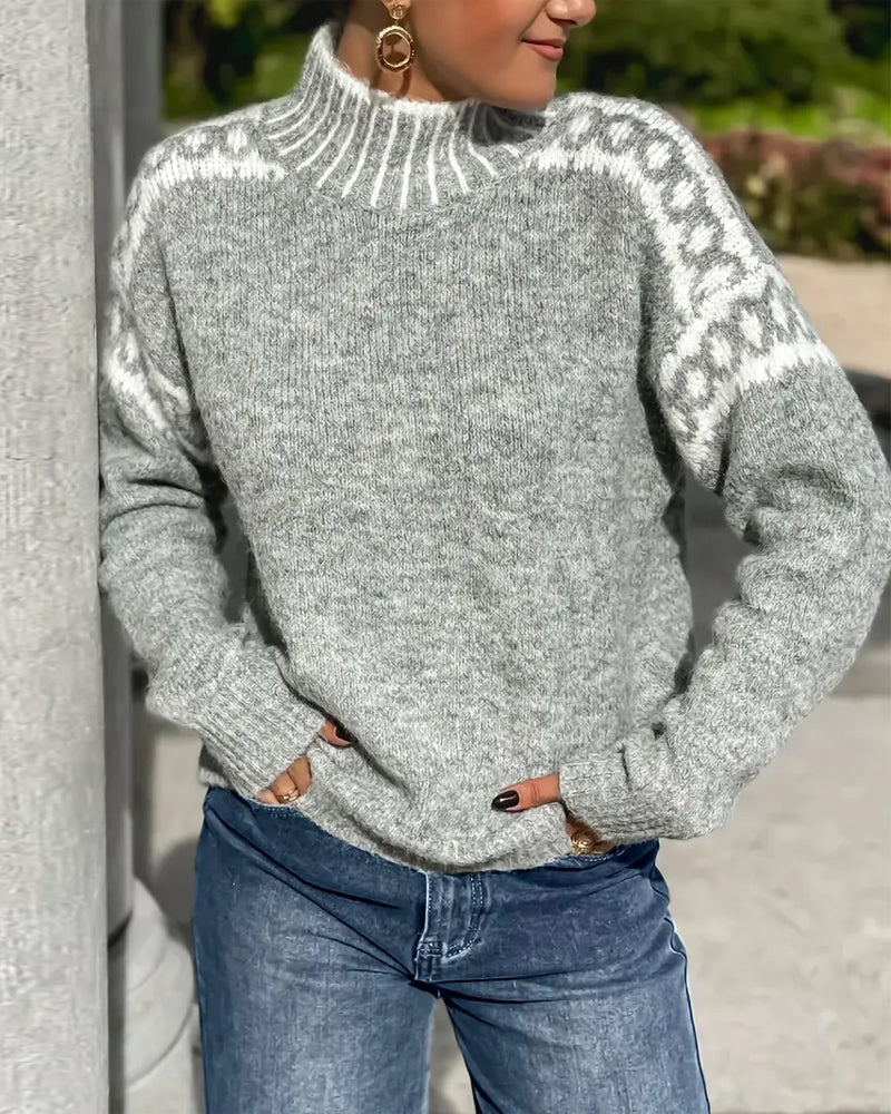 ELIZA & MAREN | DRAPED HIGH COLLAR SWEATER FOR WOMEN