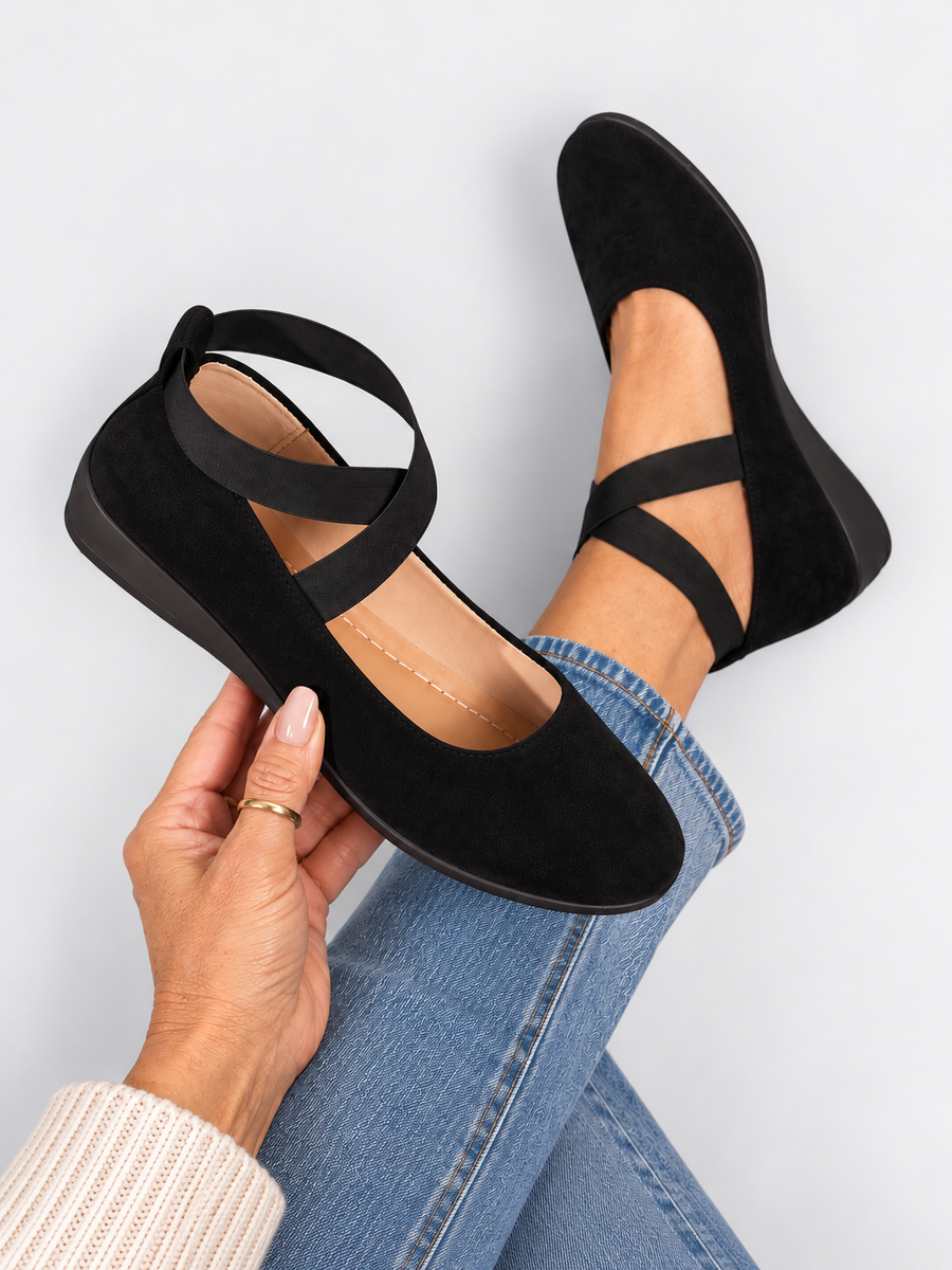 ELIZA & MAREN | CROSS STRAP BALLET FLATS FOR WOMEN