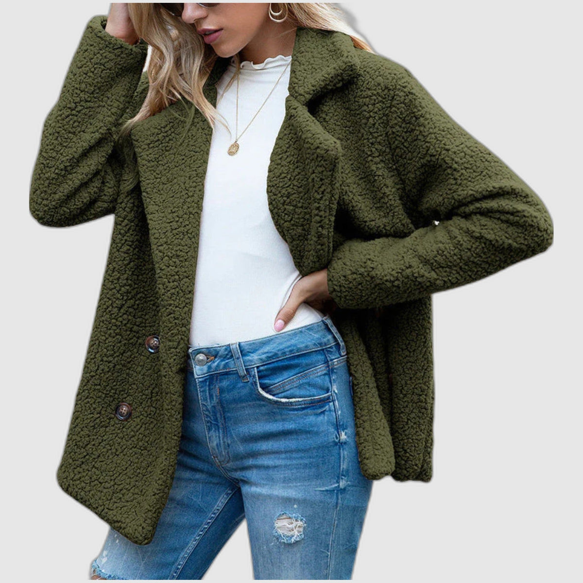 ELIZA & MAREN | TEXTURED LAPEL BUTTON JACKET FOR WOMEN