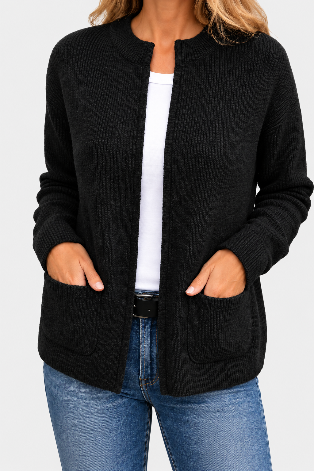 ELIZA & MAREN | ZIP FRONT KNIT CARDIGAN FOR WOMEN