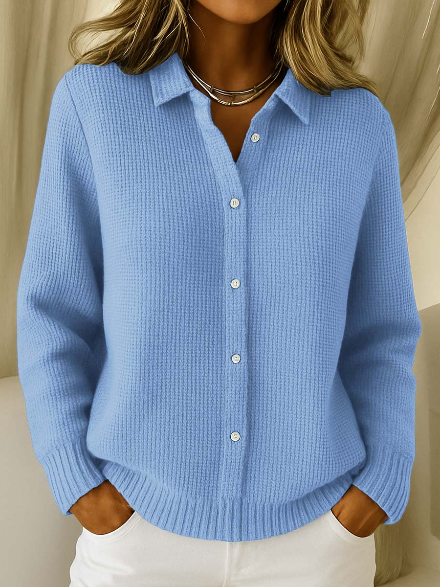 ELIZA & MAREN | COLLARED TEXTURED KNIT CARDIGAN FOR WOMEN