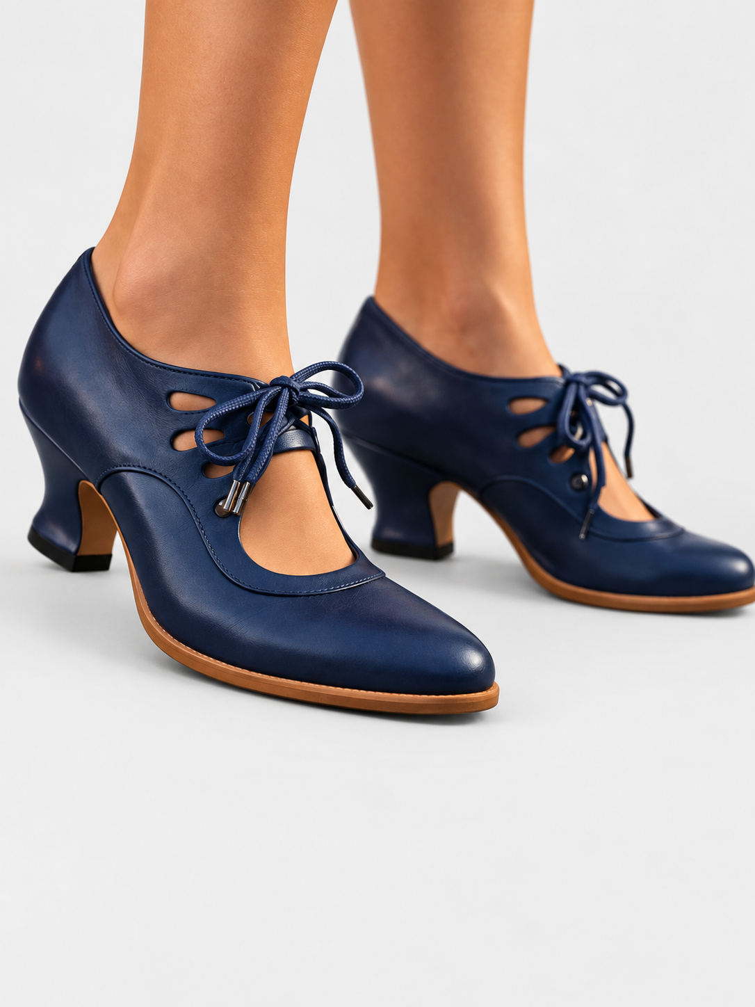 ELIZA & MAREN | LACE-UP MID-HEEL BOOTS FOR WOMEN