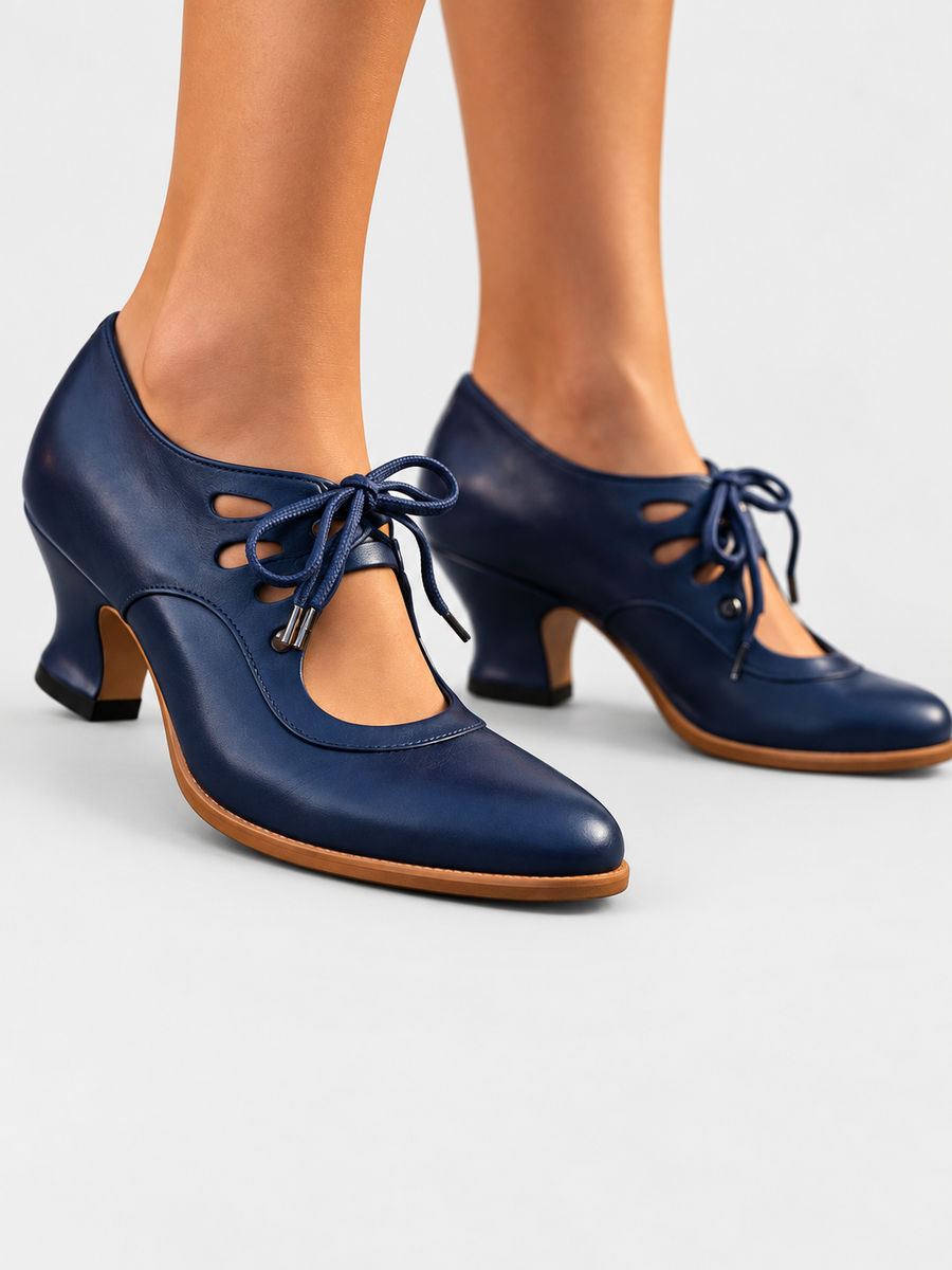 ELIZA & MAREN | LACE-UP MID-HEEL BOOTS FOR WOMEN