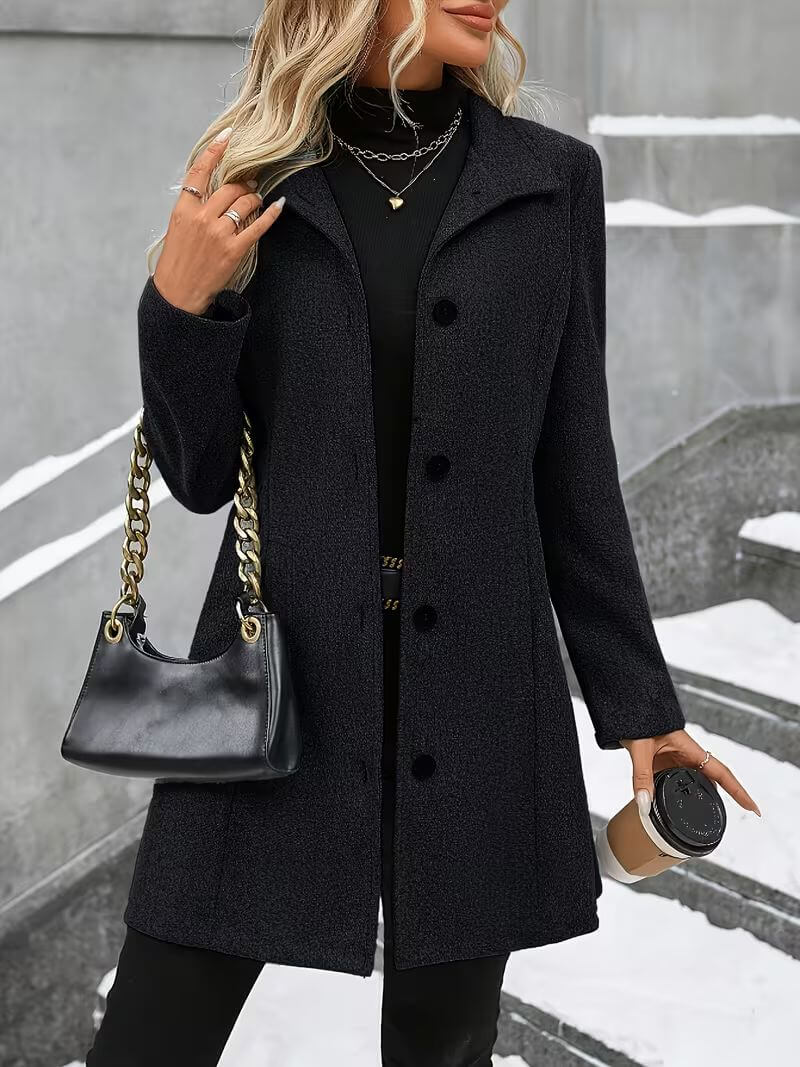 ELIZA & MAREN | STAND COLLAR BUTTON COAT FOR WOMEN
