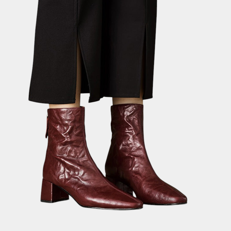 ELIZA & MAREN | MINIMAL HEEL ANKLE BOOTS FOR WOMEN on light gray background