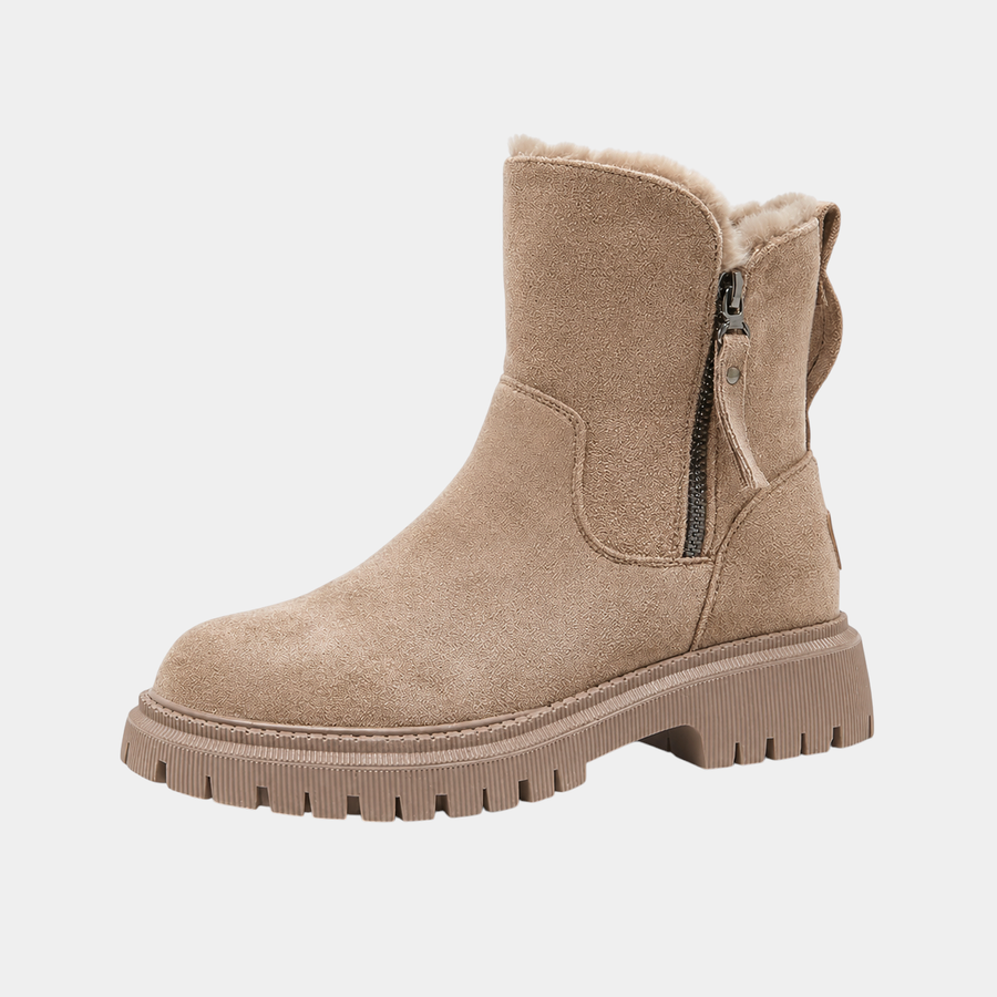 ELIZA & MAREN | PLATFORM WINTER ANKLE BOOTS FOR WOMEN on light gray background