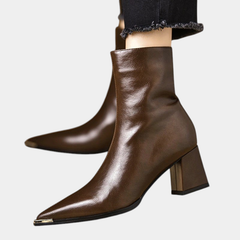 ELIZA & MAREN | POINTED TOE CLASSIC BOOTS FOR WOMEN on light gray background