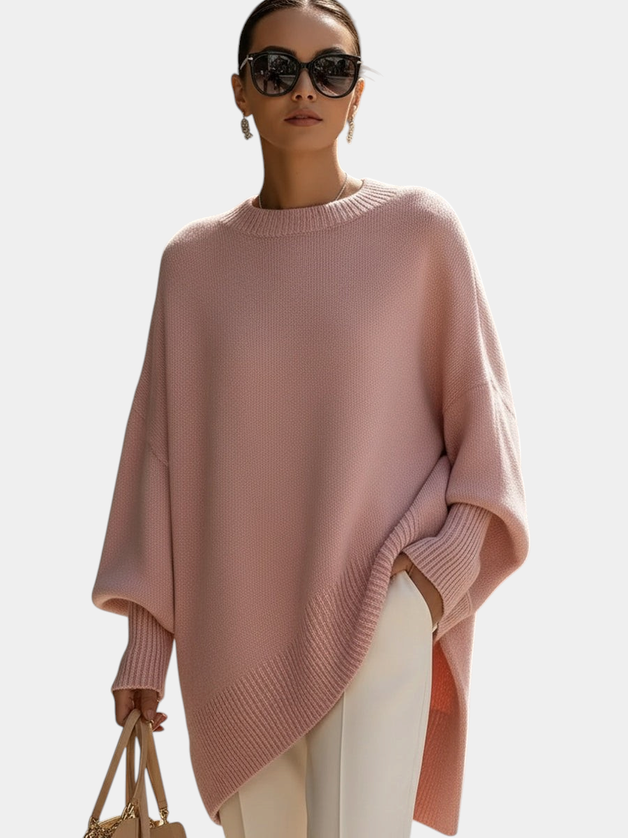 ELIZA & MAREN | WIDE NECK OVERSIZED SWEATER FOR WOMEN on light gray background