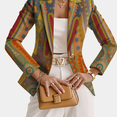 ELIZA & MAREN | BOHEMIAN MEDALLION BLAZER FOR WOMEN on light gray background