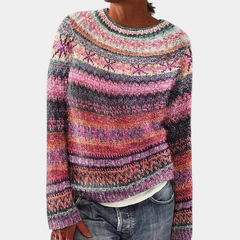 ELIZA & MAREN | CLASSIC RELAXED KNIT SWEATER FOR WOMEN on light gray background