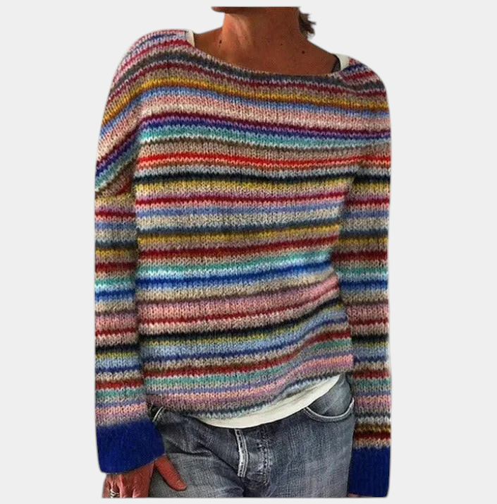ELIZA & MAREN | CLASSIC VINTAGE KNIT PULLOVER FOR WOMEN on light gray background