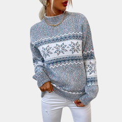 ELIZA & MAREN | FLARED VINTAGE KNIT SWEATER FOR WOMEN on light gray background