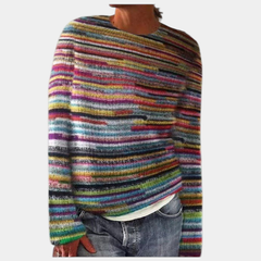 ELIZA & MAREN | RELAXED RETRO KNIT SWEATER FOR WOMEN on light gray background