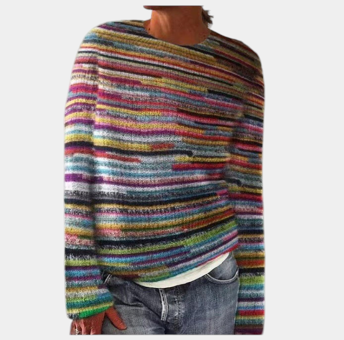 ELIZA & MAREN | RELAXED RETRO KNIT SWEATER FOR WOMEN on light gray background