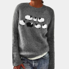 ELIZA & MAREN | LOOSE STYLE RETRO SWEATER FOR WOMEN on light gray background