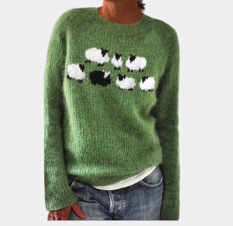 ELIZA & MAREN | SOFT LOOK VINTAGE SWEATER FOR WOMEN on light gray background