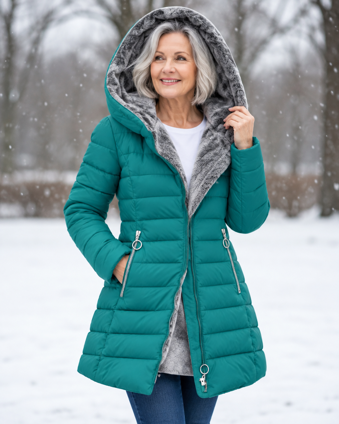 ELIZA & MAREN | QUILTED HIGH HOOD COAT FOR WOMEN