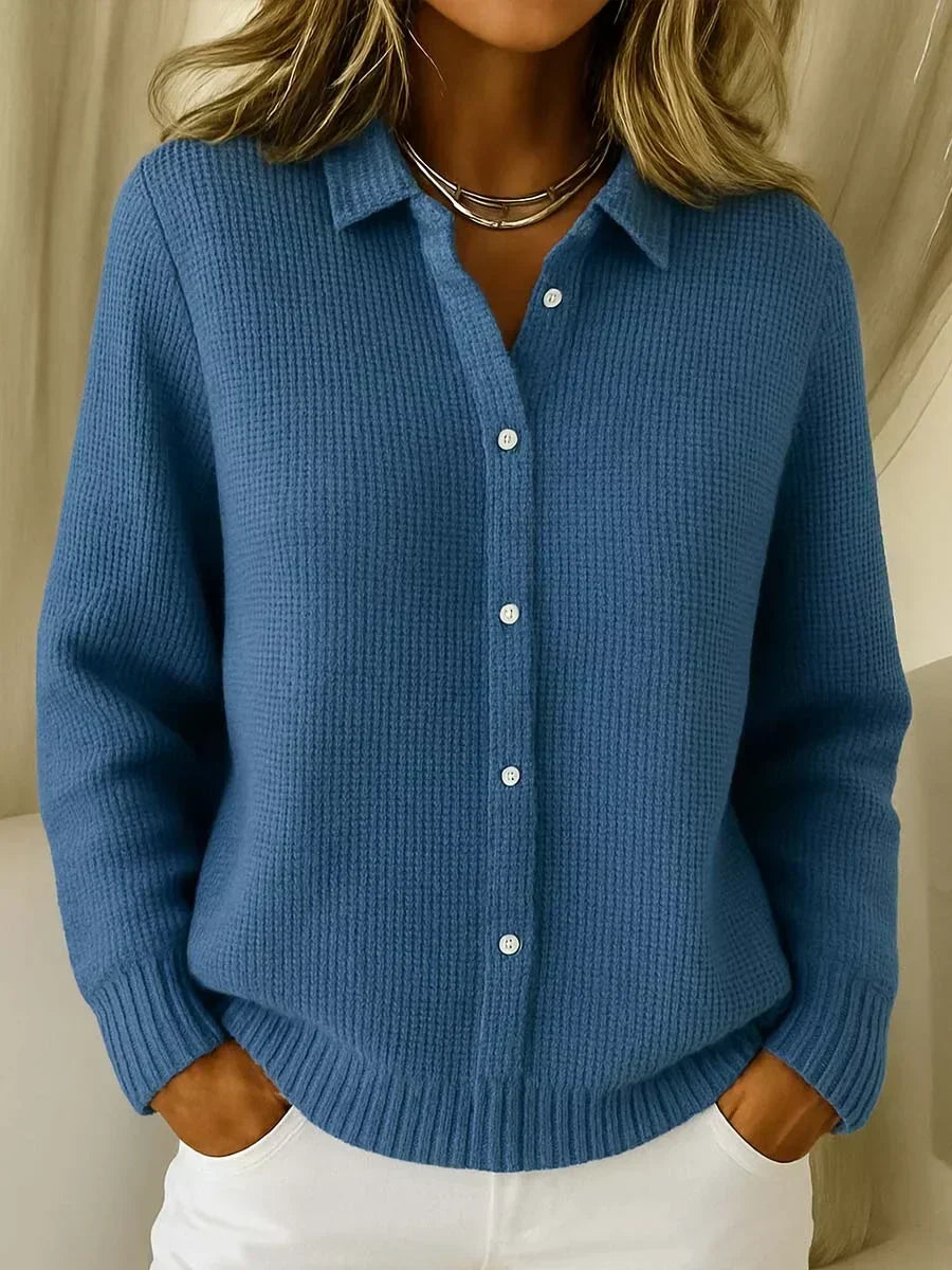 ELIZA & MAREN | COLLARED TEXTURED KNIT CARDIGAN FOR WOMEN