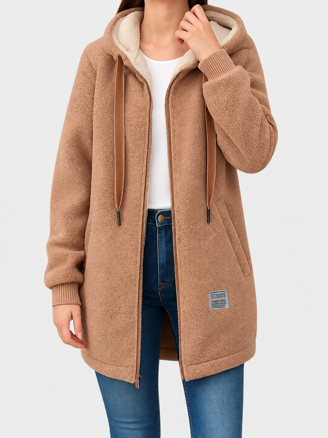 ELIZA & MAREN | HOODED ZIP FLEECE JACKET FOR WOMEN