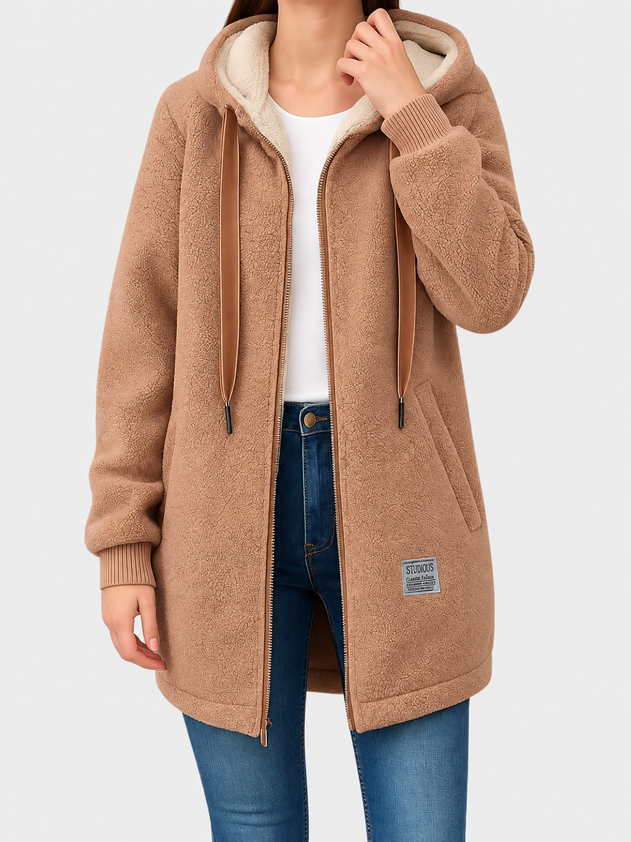 ELIZA & MAREN | HOODED ZIP FLEECE JACKET FOR WOMEN
