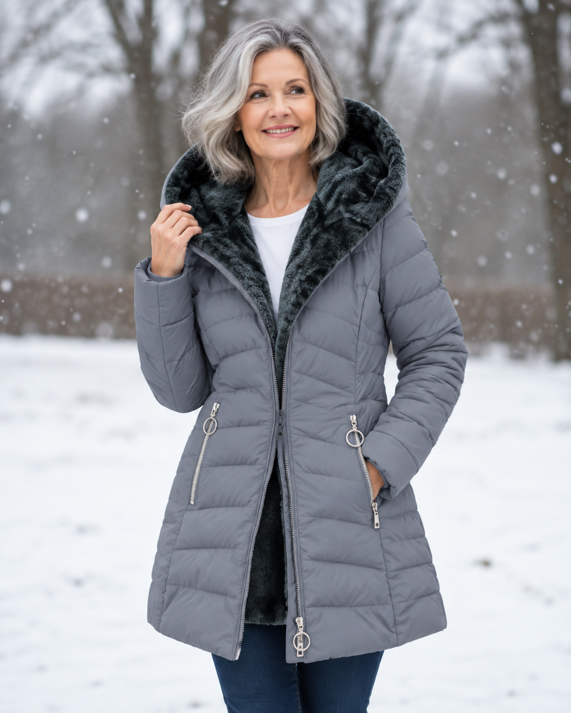 ELIZA & MAREN | QUILTED HIGH HOOD COAT FOR WOMEN
