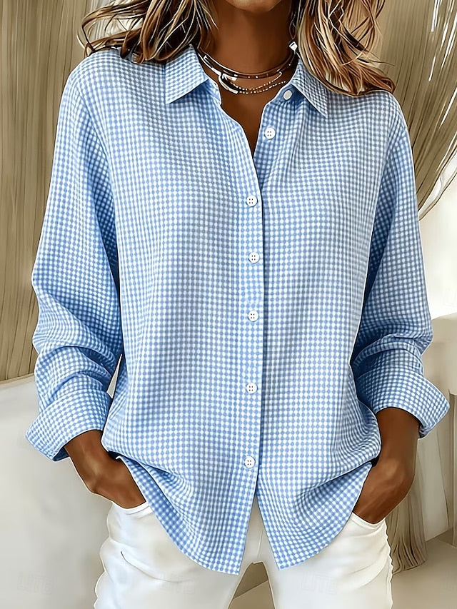 ELIZA & MAREN | GINGHAM BUTTON-DOWN BLOUSE FOR WOMEN