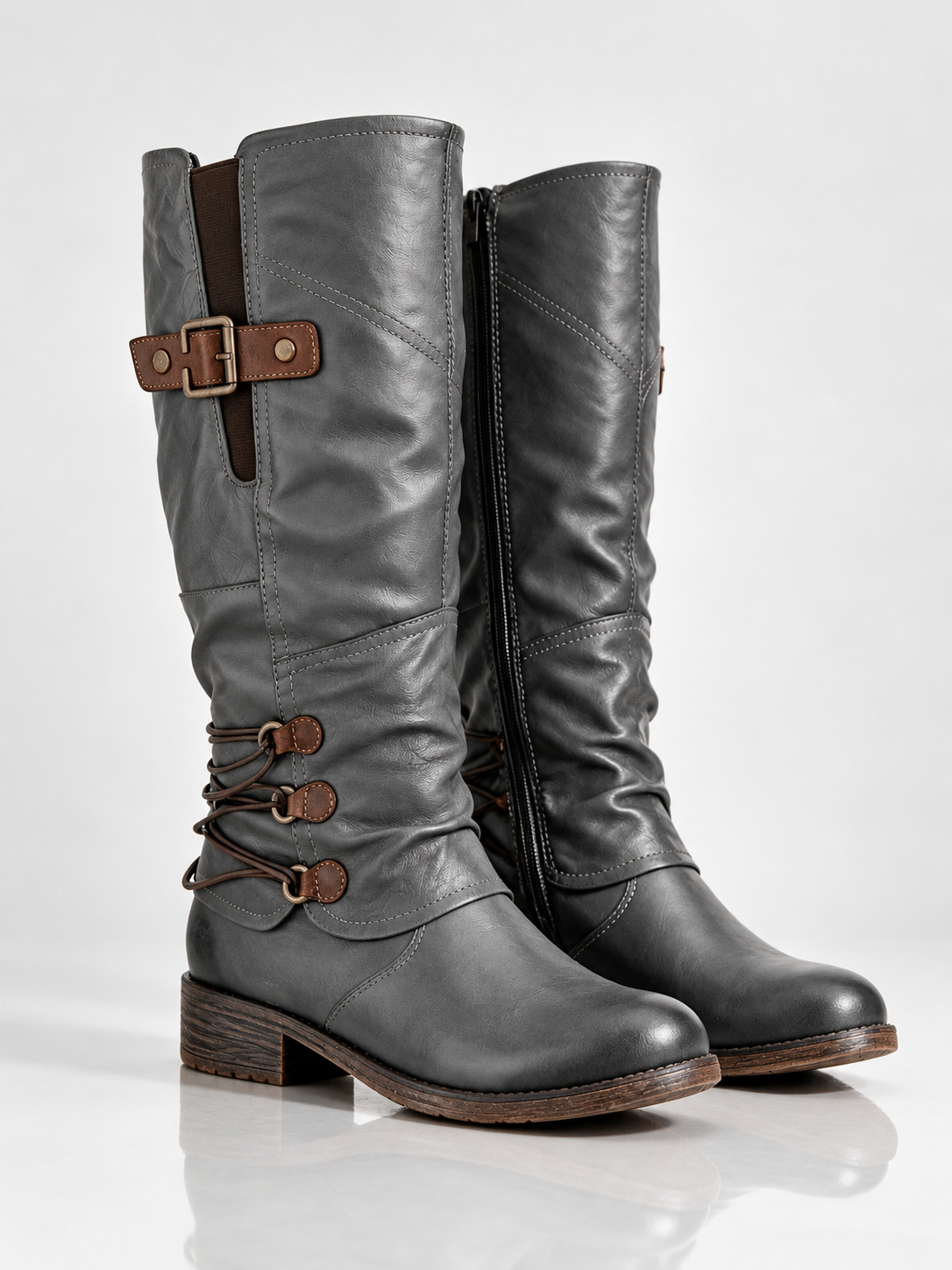 ELIZA & MAREN | CORD ACCENT RIDING BOOTS FOR WOMEN