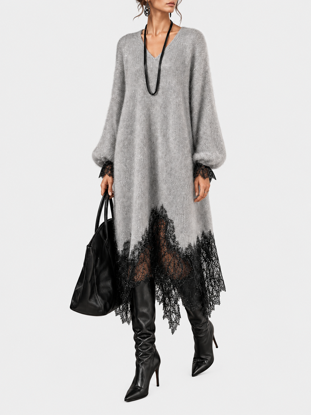 ELIZA & MAREN | GLITTER KNIT LACE DRESS FOR WOMEN
