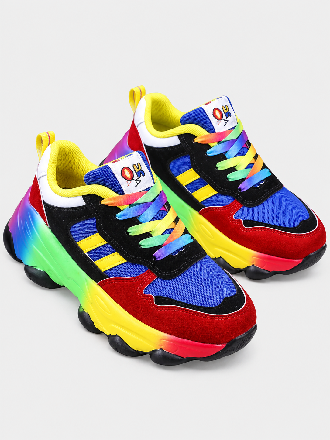 ELIZA & MAREN | RAINBOW ACCENT SNEAKERS FOR WOMEN