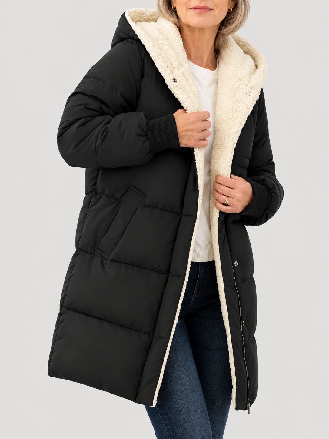 ELIZA & MAREN | LONG PADDED HOODED COAT FOR WOMEN