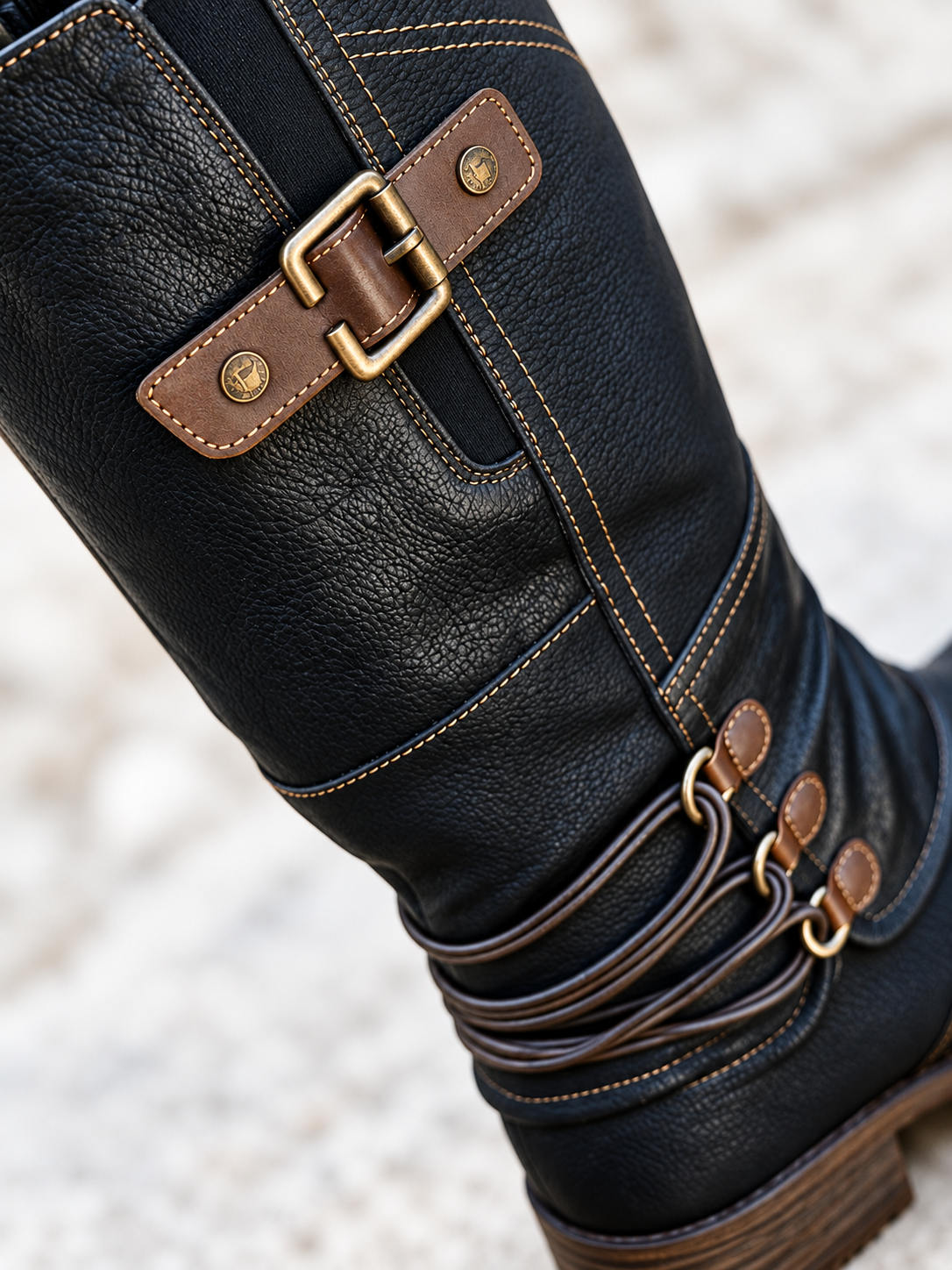ELIZA & MAREN | CORD ACCENT RIDING BOOTS FOR WOMEN