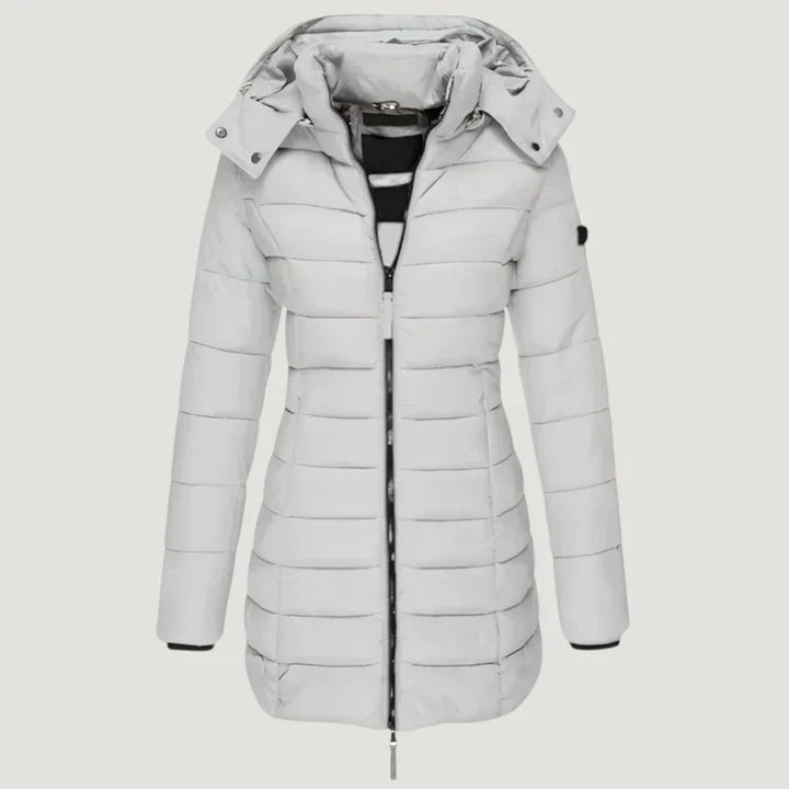 ELIZA & MAREN | HOODED PANEL QUILTED COAT FOR WOMEN