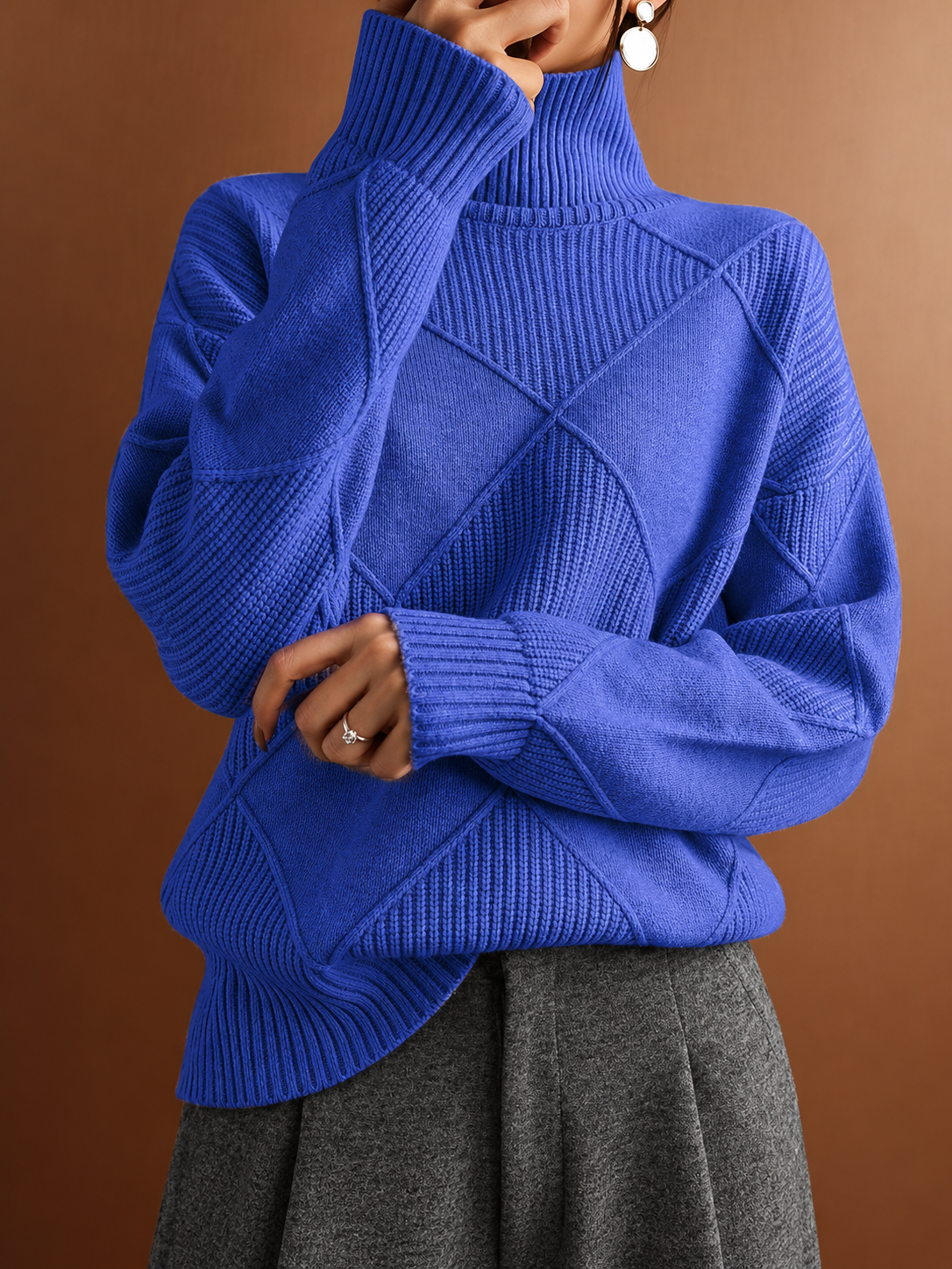 ELIZA & MAREN | TEXTURED TURTLENECK PULLOVER FOR WOMEN