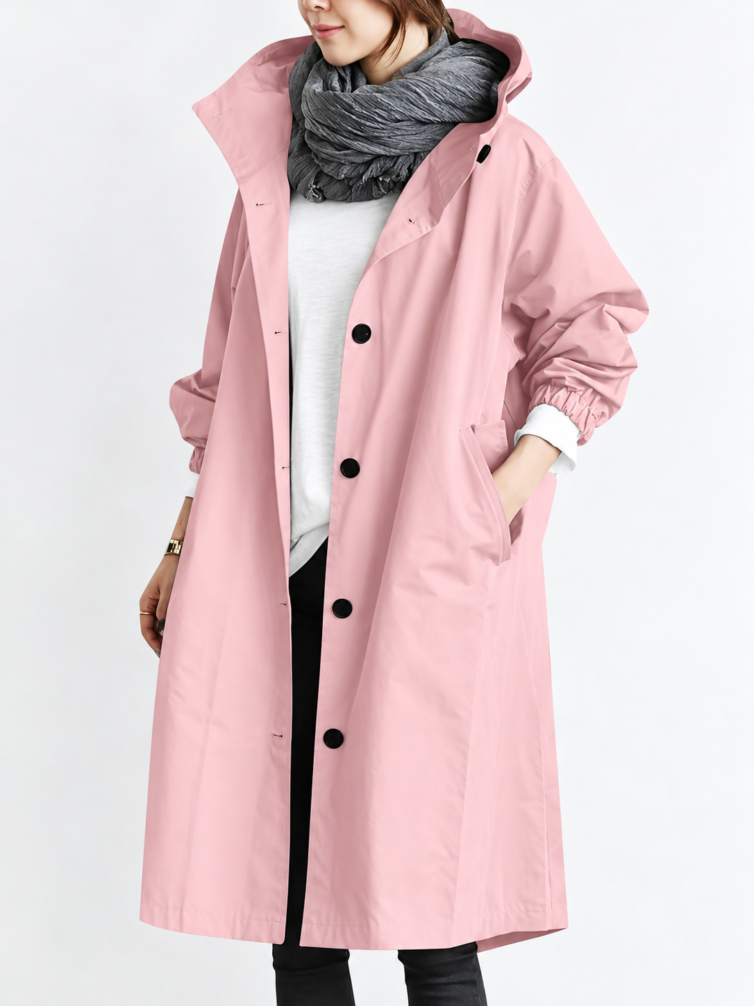 ELIZA & MAREN | LONG HOODED TRENCH COAT FOR WOMEN